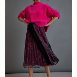 NWT Anthropologie Maeve Delphine Pleated Lace Midi Skirt Size 14 Runs Small